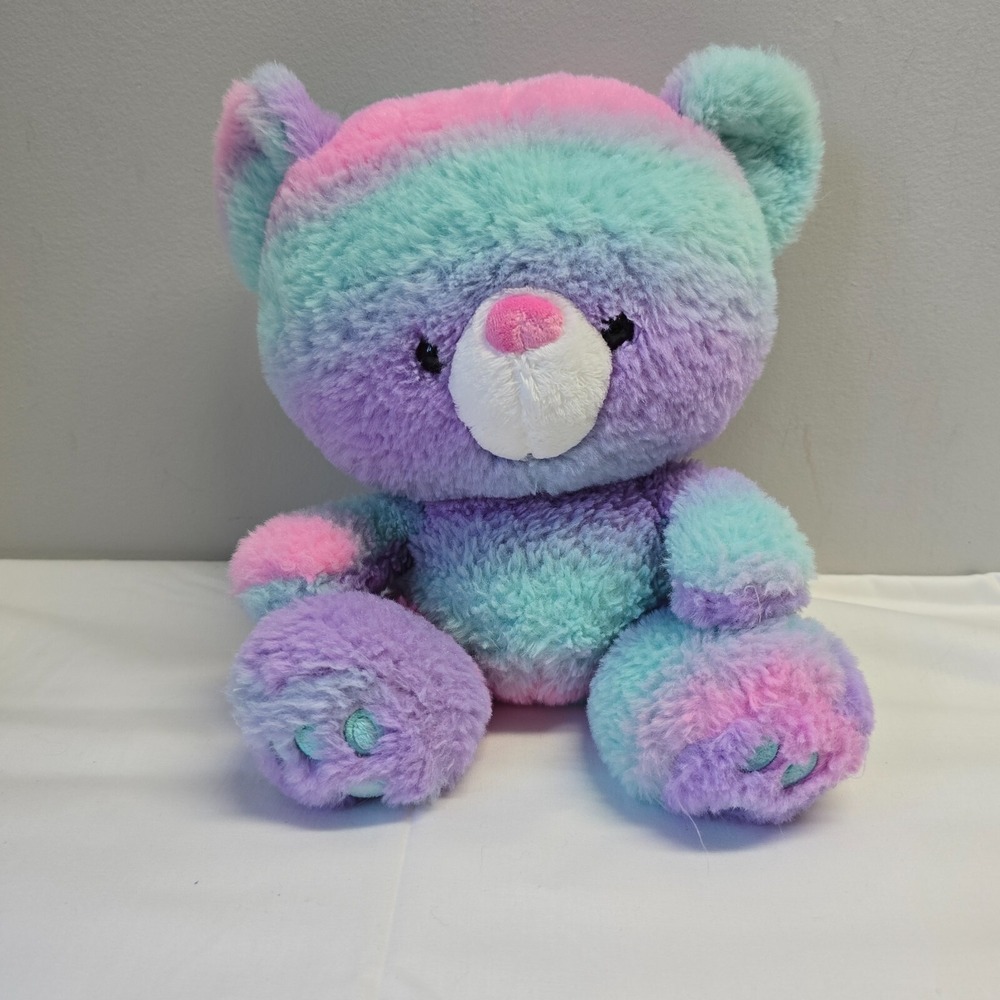 GUND Kai Tie Dye Teddy Bear Plush Purple Pink Teal Pastel Rainbow Kidcore 12in